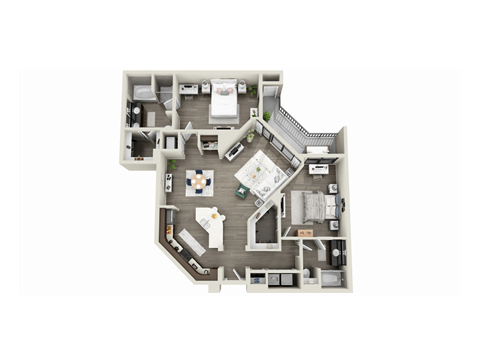 Floor plan for 2 beds, 2 baths, 1294 sqft